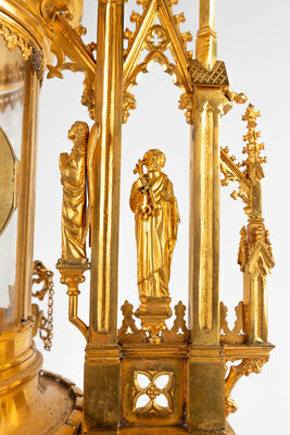 Monstrance  style Gothic - Style en Brass / Bronze / Gilt / Glass, Belgium  19 th century