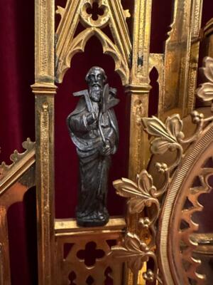 Monstrance  style Gothic - Style en Brass / Bronze / Gilt / Glass, Belgium  19 th century ( Anno 1885 )