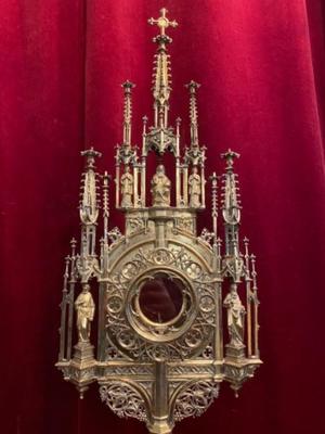 Monstrance style Gothic - style en Brass / Bronze / Silver Plated, Dutch 19 th century ( Anno 1875 )