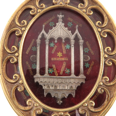 Multi -Reliquary  style Gothic - style en Brass / Glass / Originally Sealed, Italy 19 th century ( anno 1840 )