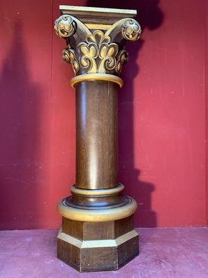 Pedestal style Gothic - Style en wood polychrome, Belgium 19th century