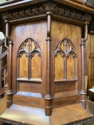 Pulpit style Gothic - style en Oak wood, Belgium 19 th century