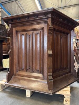 Pulpit Build Into Small Barr style Gothic Style  en Oak Wood, Belgium 19th Century