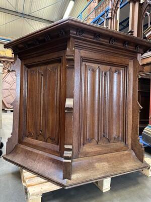 Pulpit Build Into Small Barr style Gothic Style  en Oak Wood, Belgium 19th Century