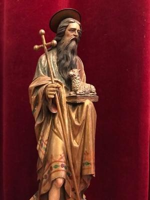 Religious Statue style Gothic - style en hand-carved wood polychrome, Belgium 19th century ( anno 1875 )