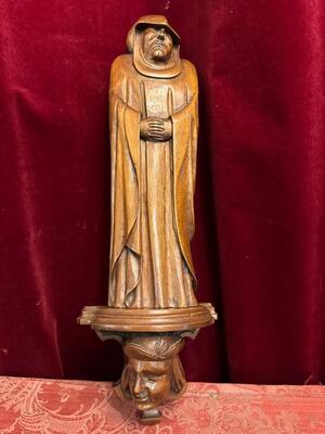 Religious Statue.. style Gothic - Style en Walnut wood , France 19 th century