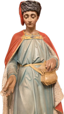 Religious Statue St. Louis X style Gothic - Style en Terra - Cotta Polychrome, France 19 th century ( Anno 1885 )