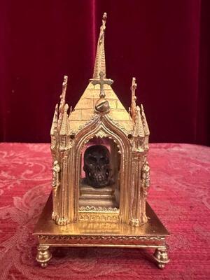 1 Gothic - Style Reliquary Inside A Sculpted Chestnut In The Shape Of A Skull. Ex Carne B. Clemens M. Hofbauer