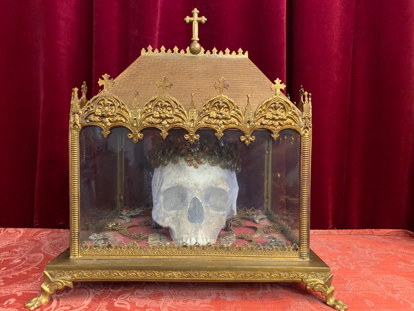 1 Gothic - style Reliquary - Relic Caput ( Skull ) St. Urbani M.