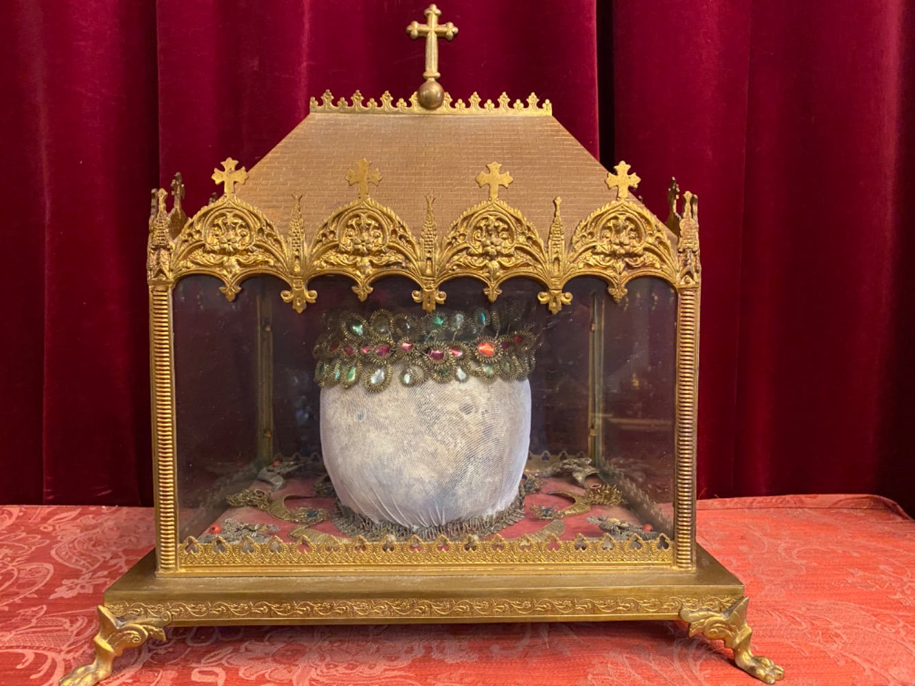 1 Gothic - style Reliquary - Relic Caput ( Skull ) St. Urbani M.