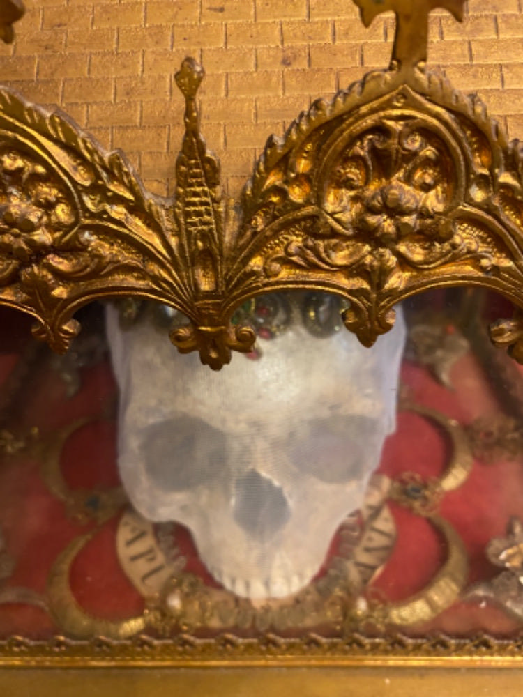 1 Gothic - style Reliquary - Relic Caput ( Skull ) St. Urbani M.