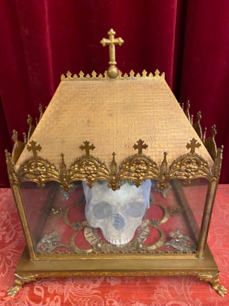 1 Gothic - style Reliquary - Relic Caput ( Skull ) St. Urbani M.