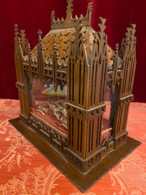 Reliquary - Relic Ex Ossibus Relics style Gothic - style en Wood / Glass, 19 th century