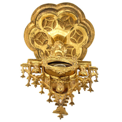 Reliquary - Relic Expected ! style Gothic - Style en Brass / Bronze / Gilt, Belgium  19 th century