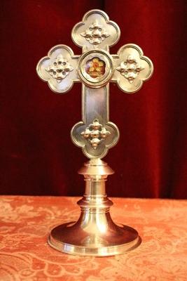 Reliquary Relic Of The True Cross style Gothic - style en Brass / Bronz / Plated / Silver, Belgium 19th century