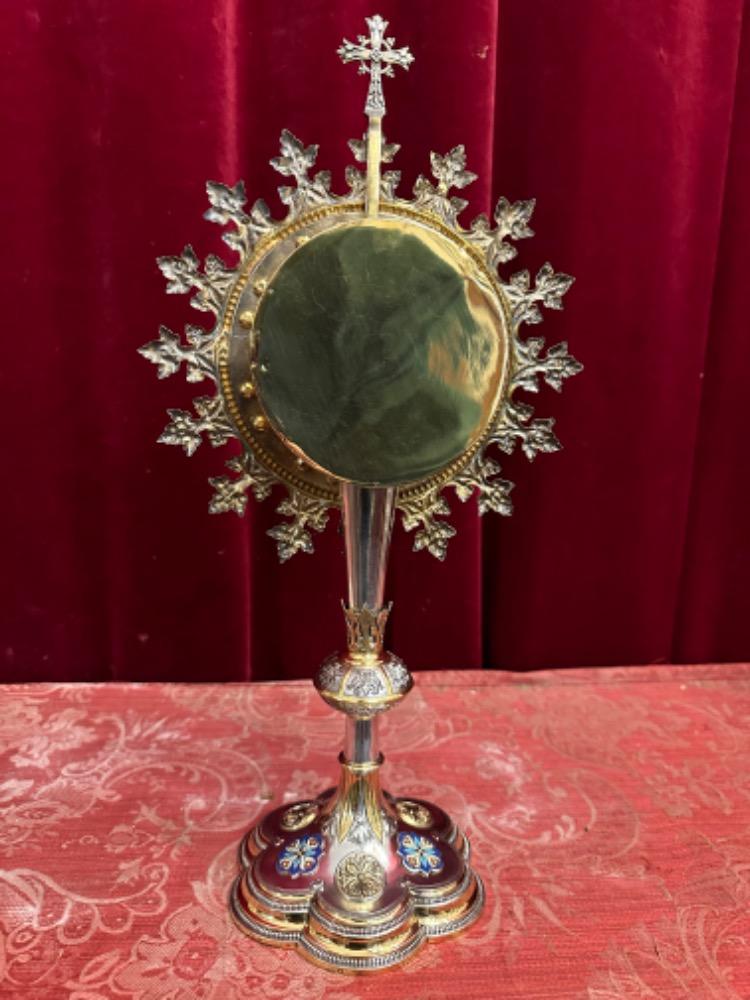 1 Gothic - Style Reliquary - Relic Relics : Ex Ligno S. Crucis, Ex Velo Bmv, Ex Pallio St. Joseph, St. Joachim & Anna, St. Zacharias & Elisabeth With Document