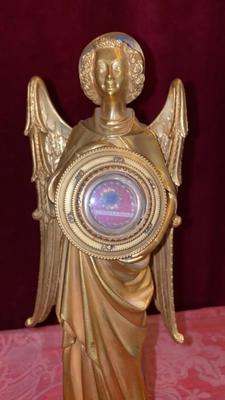 Reliquary - Relic St. John Baptist De La Salle  style Gothic - style en Bronze Gilt / Glass, France 19 th century ( Anno 1875 )