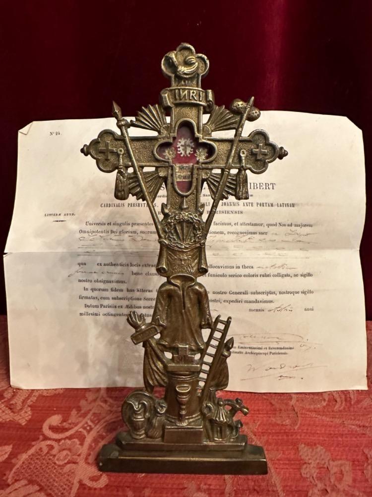 1 Gothic - Style Reliquary - Relic True Cross / S. Crucis With Original Document