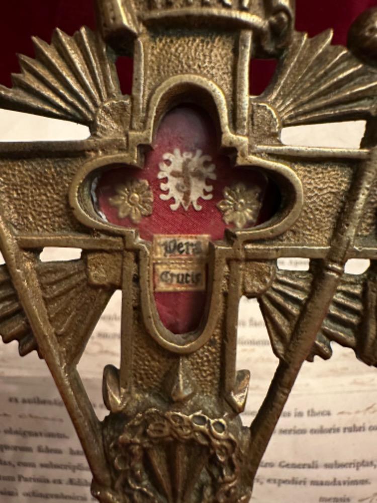 1 Gothic - Style Reliquary - Relic True Cross / S. Crucis With Original Document