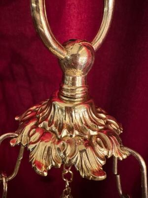 Sanctuary Lamp style Gothic - Style en Bronze / Polished and Varnished / Glass, Belgium  19 th century ( Anno 1880 )