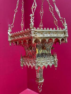 Sanctuary Lamp style Gothic - Style en Bronze / Polished and Varnished, Belgium  19 th century ( Anno 1865 )