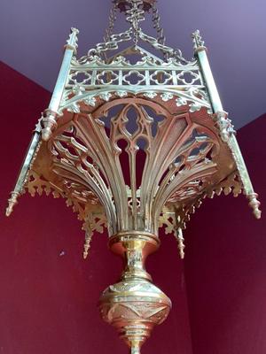Sanctuary Lamp style Gothic - Style en Bronze / Polished and Varnished, France 19th century ( anno 1875 )