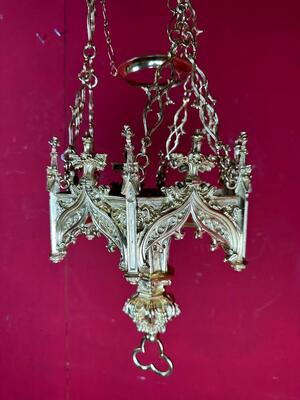 Sanctuary Lamp style Gothic - Style en Bronze / Polished and Varnished, France 19 th century ( Anno 1885 )