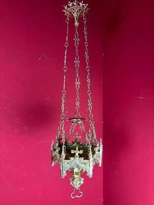 Sanctuary Lamp style Gothic - Style en Bronze / Polished and Varnished, France 19 th century ( Anno 1885 )
