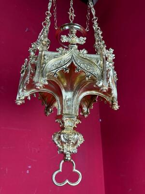 Sanctuary Lamp style Gothic - Style en Bronze / Polished and Varnished, France 19 th century ( Anno 1885 )
