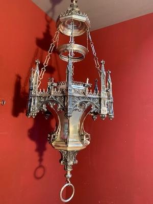 Sanctuary Lamp style Gothic - style en Brass / Plated , Dutch 19th century