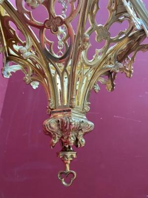 Sanctuary Lamp style Gothic - style en Bronze / Polished and Varnished, France 19 th century ( Anno 1875 )