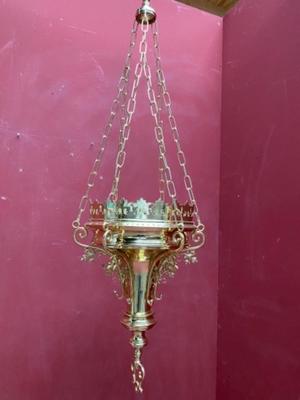 Sanctuary Lamp style Gothic - Style en Brass / Bronze / Polished and Varnished, Belgium 19 th century