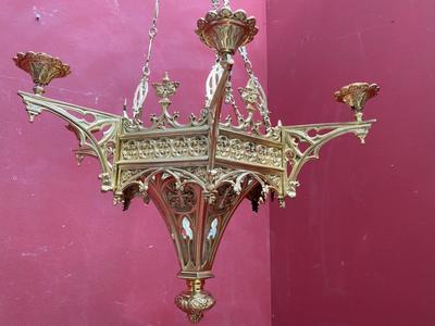 Sanctuary Lamp style Gothic - Style en Bronze / Polished and Varnished, Belgium 19 th century ( Anno 1890 )