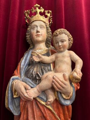 Sculpture Madonna & Child style Gothic - Style en Hand - Carved Wood , Southern Germany 19 th century