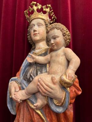 Sculpture Madonna & Child style Gothic - Style en Hand - Carved Wood , Southern Germany 19 th century