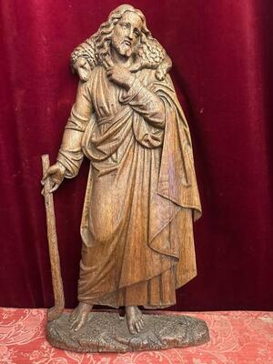 1 Gothic - Style Sculpture Of Jesus 'The Good Shepherd