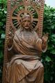 Seated Christ / Holy Heart style Gothic - style en hand-carved wood Oak, Belgium 19th century ( anno 1865 )