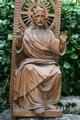 Seated Christ / Holy Heart style Gothic - style en hand-carved wood Oak, Belgium 19th century ( anno 1865 )