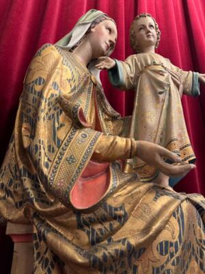 Sedes Sapientiae / St. Mary With Child style Gothic - Style en Plaster, Belgium  19 th century ( Anno 1865 )