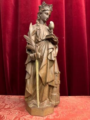 St. Barbara Statue  style Gothic - Style en Terra - Cotta , France 19 th century ( Anno 1885 )