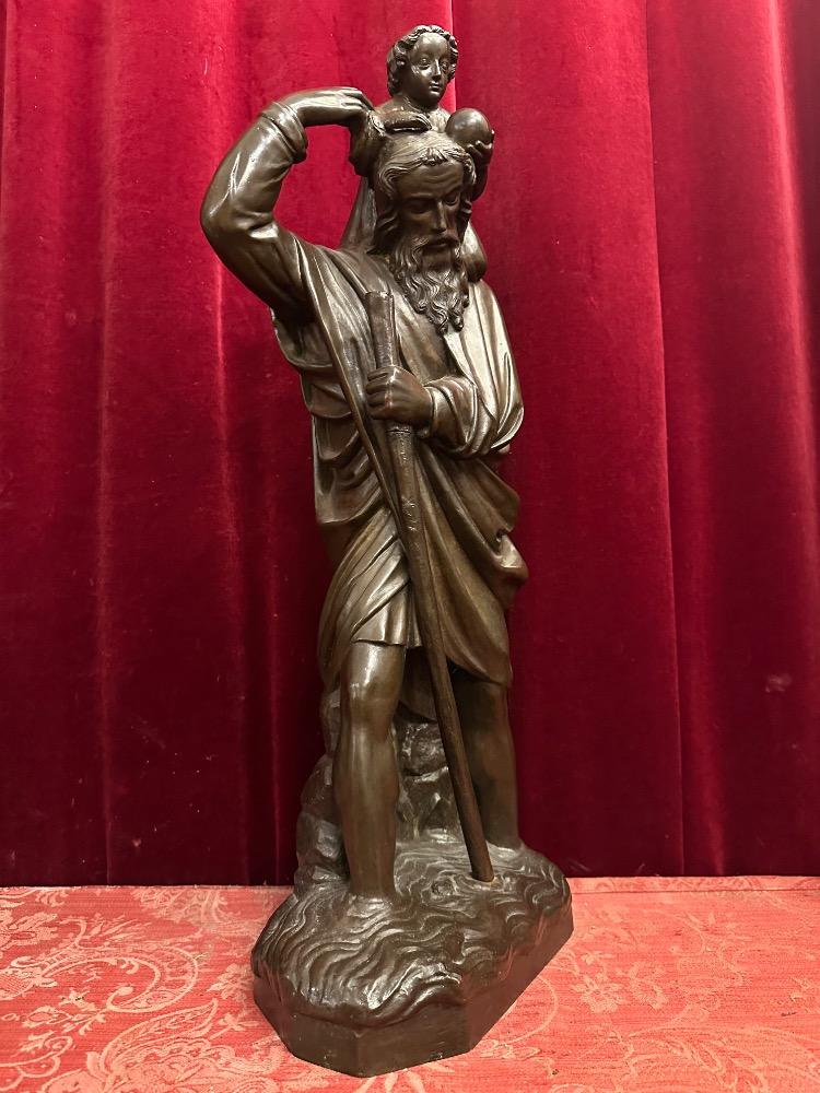 1 Gothic - style St. Christophorus Statue ( Bronze ! )