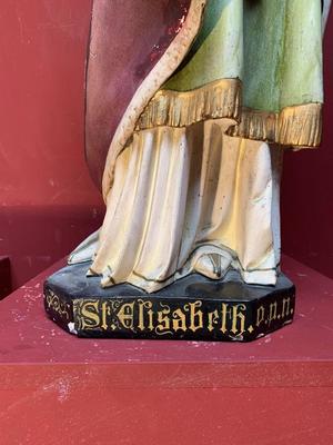 St. Elizabeth Of Hungary style Gothic - Style en plaster polychrome, France 19th century ( anno 1875 )