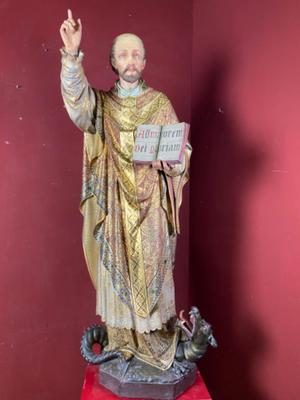 St. Ignatius Statue style Gothic - style en Terra - Cotta Polychrome, Belgium 19 th century ( Anno 1865 )