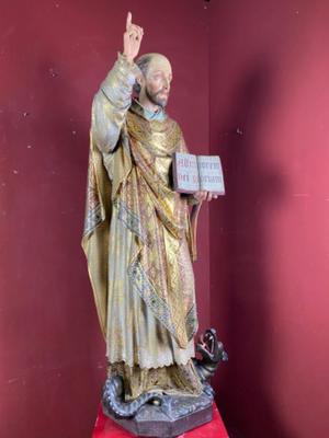 St. Ignatius Statue style Gothic - style en Terra - Cotta Polychrome, Belgium 19 th century ( Anno 1865 )
