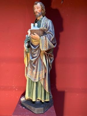 St. Joachim Statue style Gothic - style en plaster polychrome, Belgium 19th century