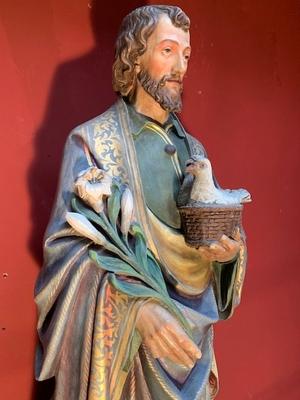 St. Joachim Statue style Gothic - style en plaster polychrome, Belgium 19th century