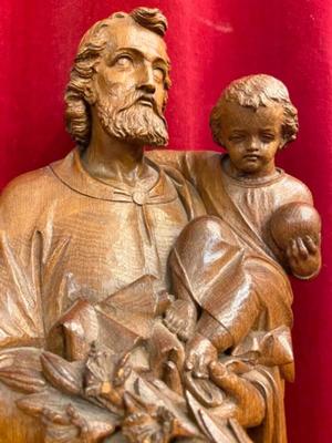 St. Joseph Statue  style Gothic - Style en Oak wood, Netherlands  19 th century ( Anno 1890 )