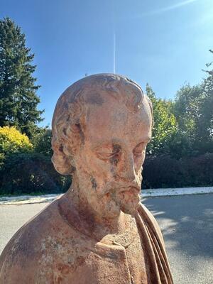 St. Joseph Statue Suitable For Outdoor Use ! style Gothic - Style en Cast - Iron, France 19 th century