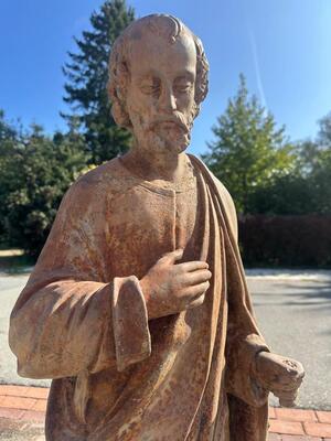 St. Joseph Statue Suitable For Outdoor Use ! style Gothic - Style en Cast - Iron, France 19 th century