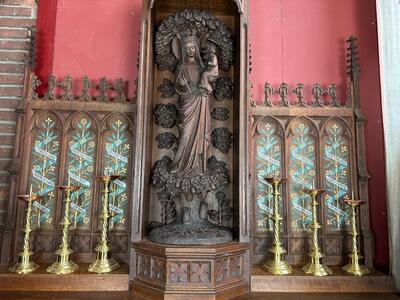 St. Mary Altar style Gothic - Style en Oak wood, Belgium 19 th century ( Anno 1870 )